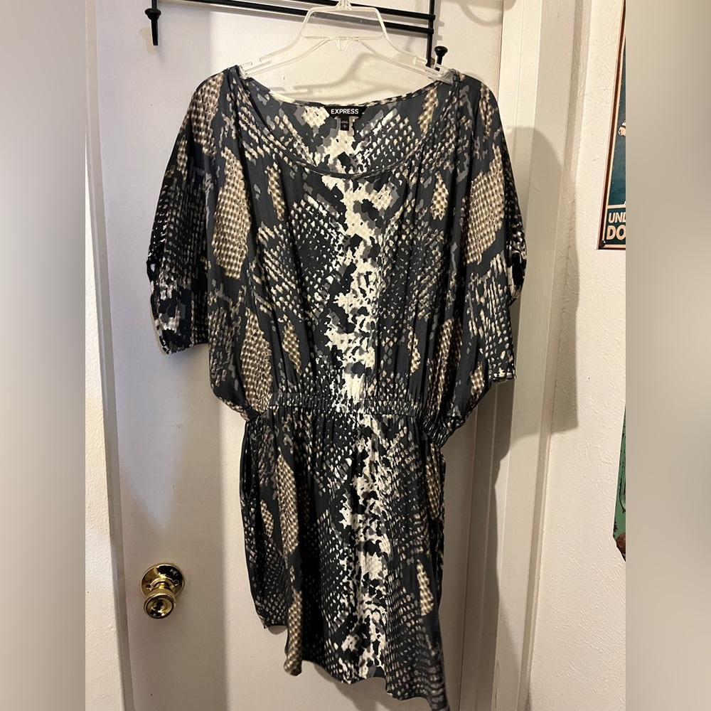 Express Black and Cream Snake Print Mini Dress